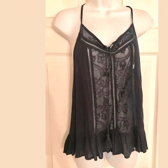 Staccato Tops - 🆕 STACCATO Navy Blue Lace Tank Top Blouse Shirt